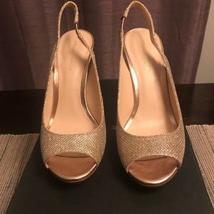 Gold Pelle Moda peep toe heels